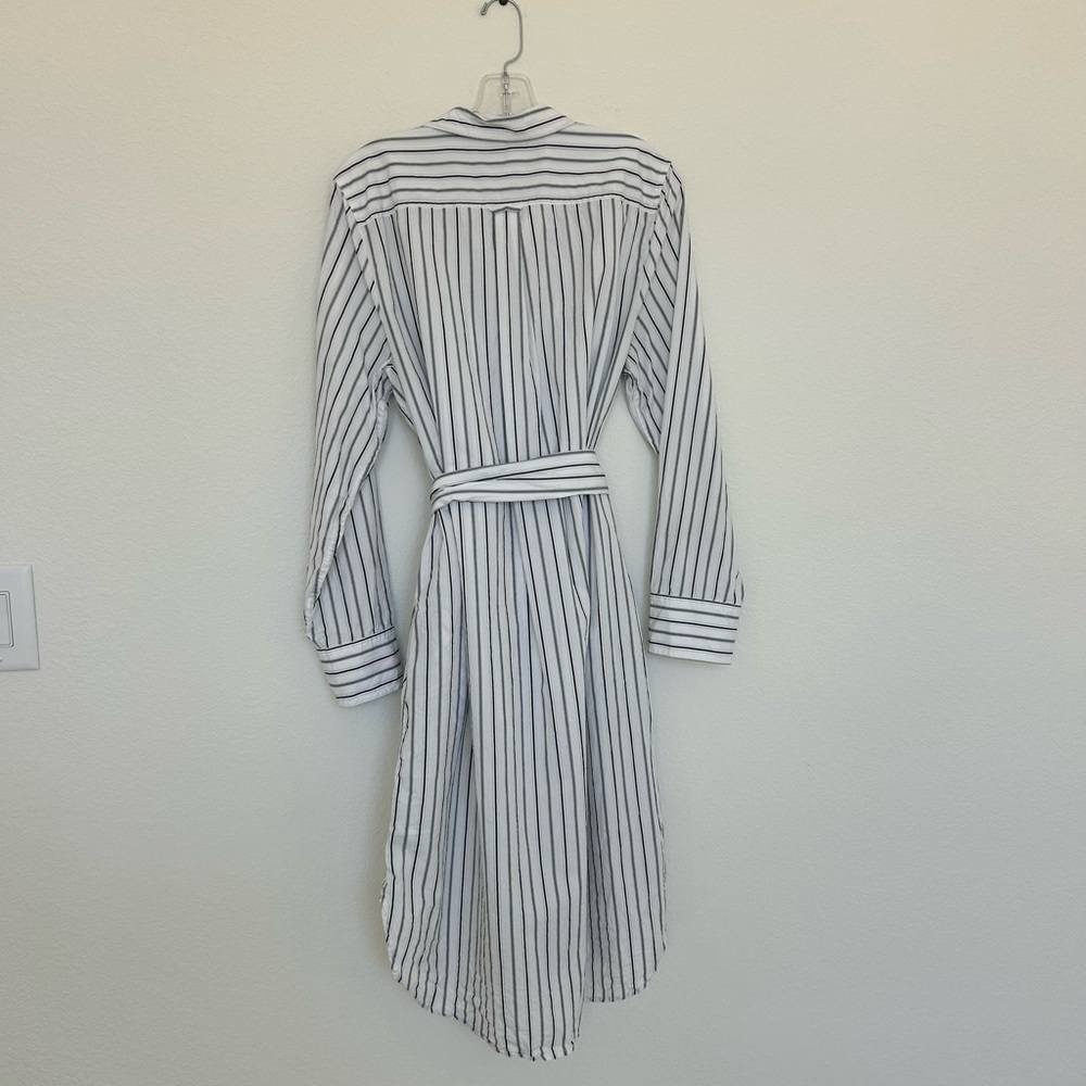 J Crew Cotton Poplin Tie Waist Striped Midi Dress - Picture 5 of 6